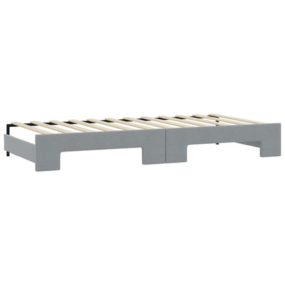 vidaXL Daybed with Trundle and Mattresses Light Grey 90x190 cm Fabric
