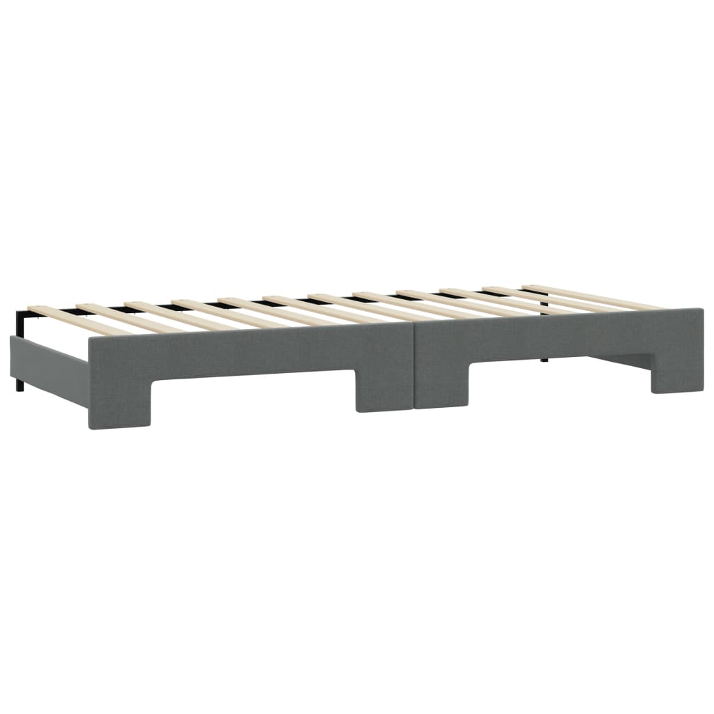 vidaXL Daybed with Trundle and Mattresses Dark Grey 90x190 cm Fabric