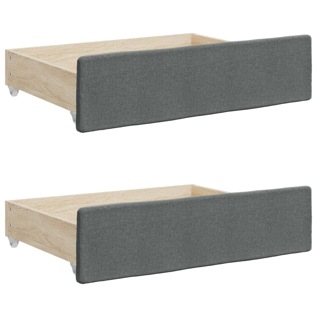 vidaXL Daybed with Trundle&Drawers without Mattress Dark Grey 90x190 cm Single
