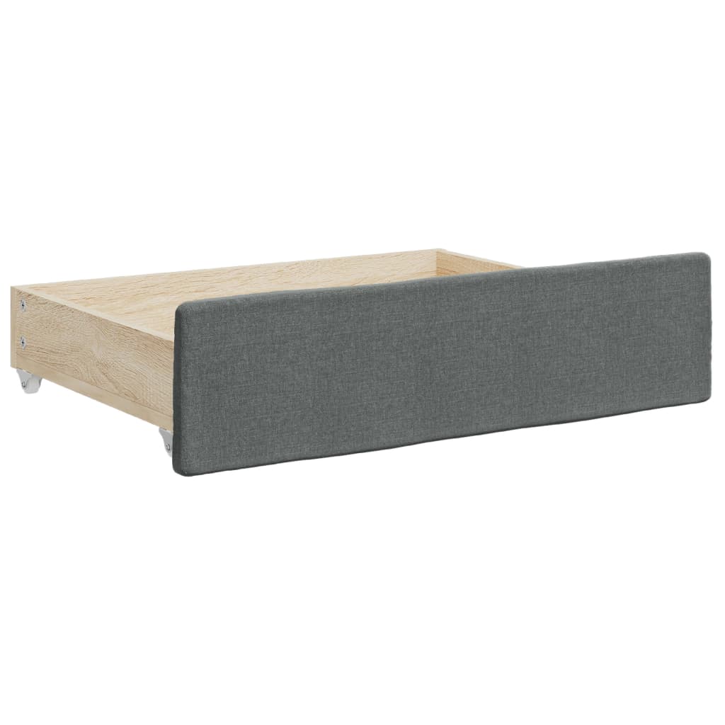 vidaXL Daybed with Trundle&Drawers without Mattress Dark Grey 90x190 cm Single