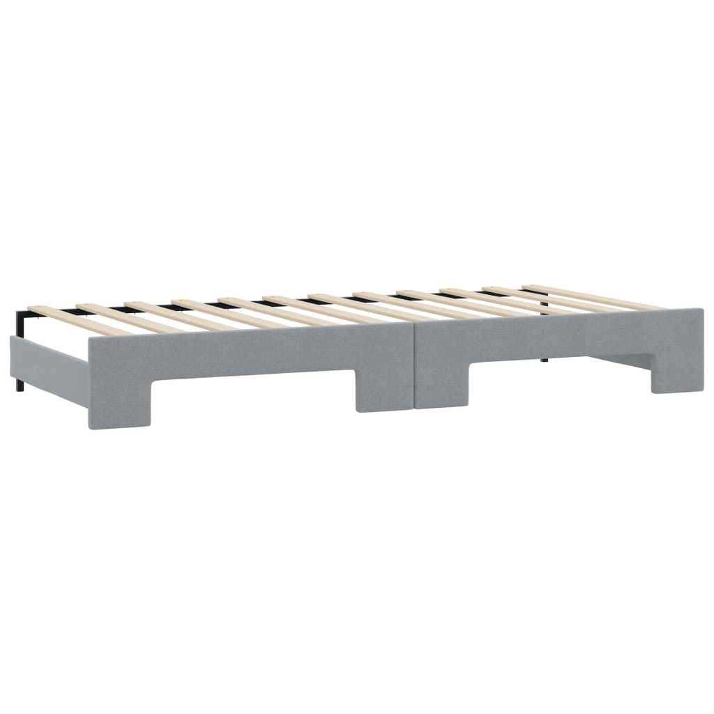 vidaXL Daybed with Trundle and Drawers Light Grey 90x190 cm Fabric