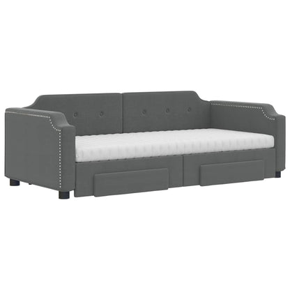 vidaXL Daybed with Trundle and Drawers Dark Grey 90x190 cm Fabric