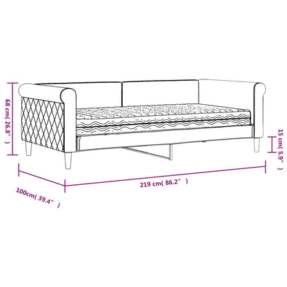 vidaXL Daybed with Mattress Blue Light Grey 90x190 cm Velvet