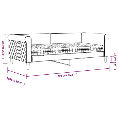 vidaXL Daybed with Mattress Blue Dark Grey 90x190 cm Velvet