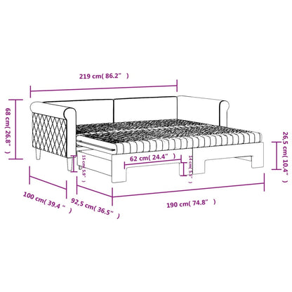 vidaXL Daybed with Trundle and Mattresses Light Grey 90x190 cm Velvet