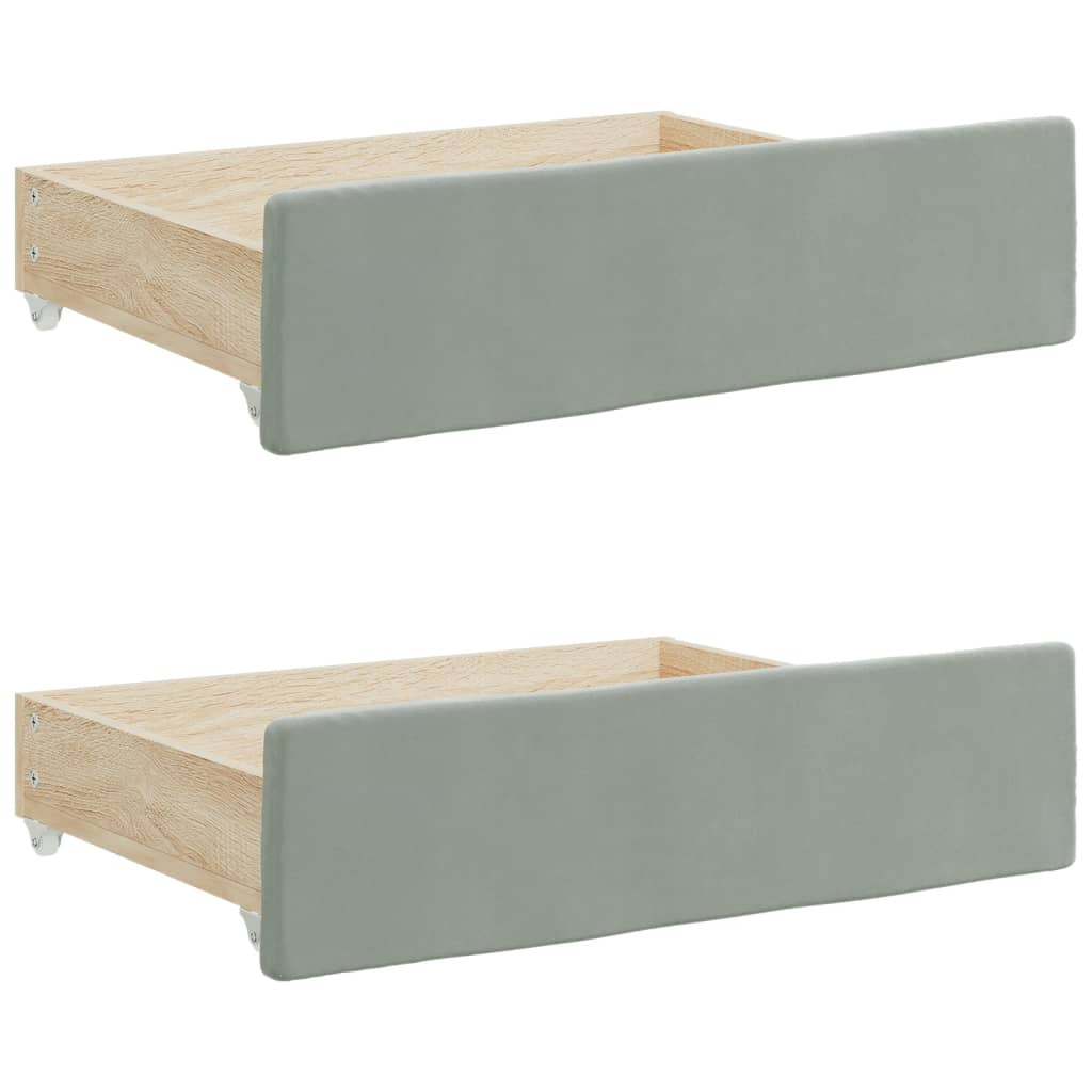 vidaXL Daybed with Trundle&Drawers without Mattress Light Grey 90x190 cm Single