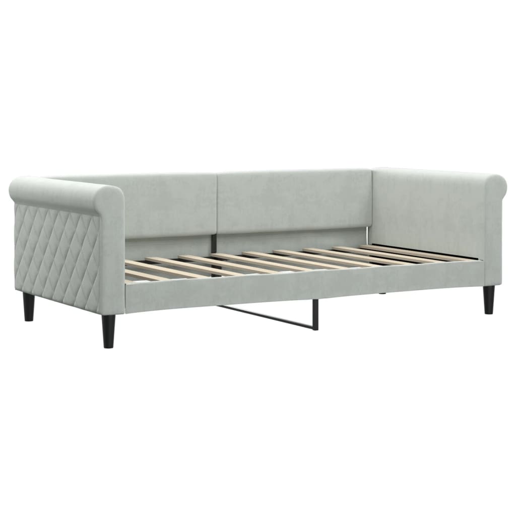 vidaXL Daybed with Trundle and Drawers Light Grey 90x190 cm Velvet