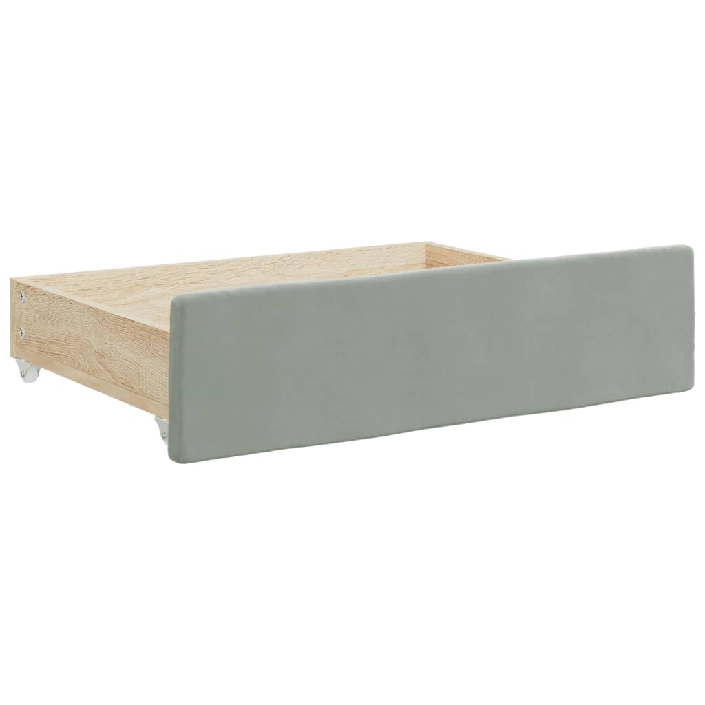 vidaXL Daybed with Trundle and Drawers Light Grey 90x190 cm Velvet