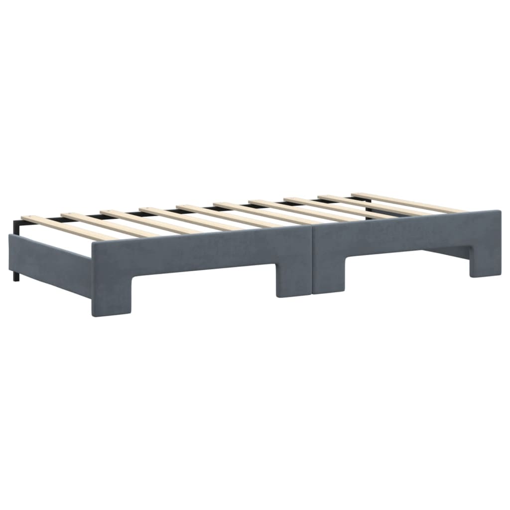 vidaXL Daybed with Trundle and Drawers Dark Grey 90x190 cm Velvet