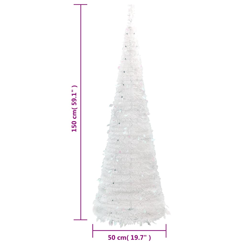 vidaXL Artificial Christmas Tree Pop-up 100 LEDs White 150 cm