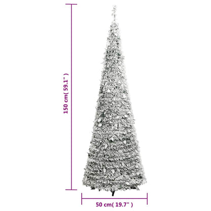 vidaXL Artificial Christmas Tree | Green and white | PVC, metal | 150 cm