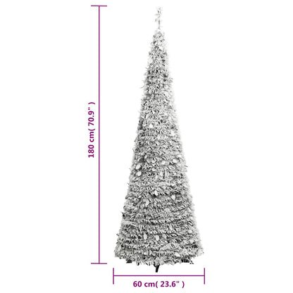 vidaXL Artificial Christmas Tree Pop-up Flocked Snow 150 LEDs 180 cm
