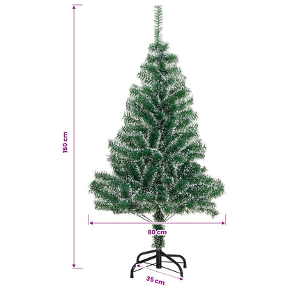 vidaXL Artificial Christmas Tree with Flocked Snow Green 150 cm