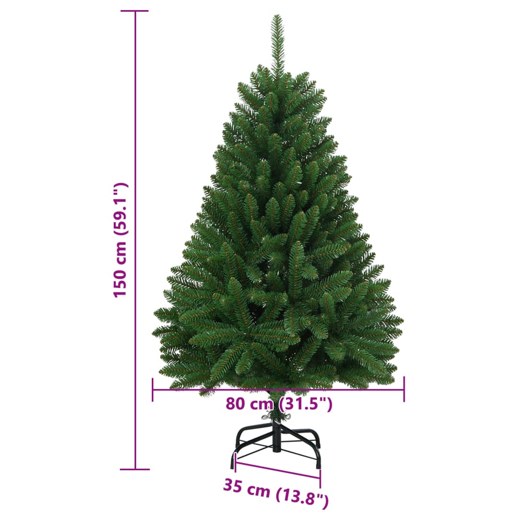 vidaXL Artificial Hinged Christmas Tree with Stand Green 150 cm