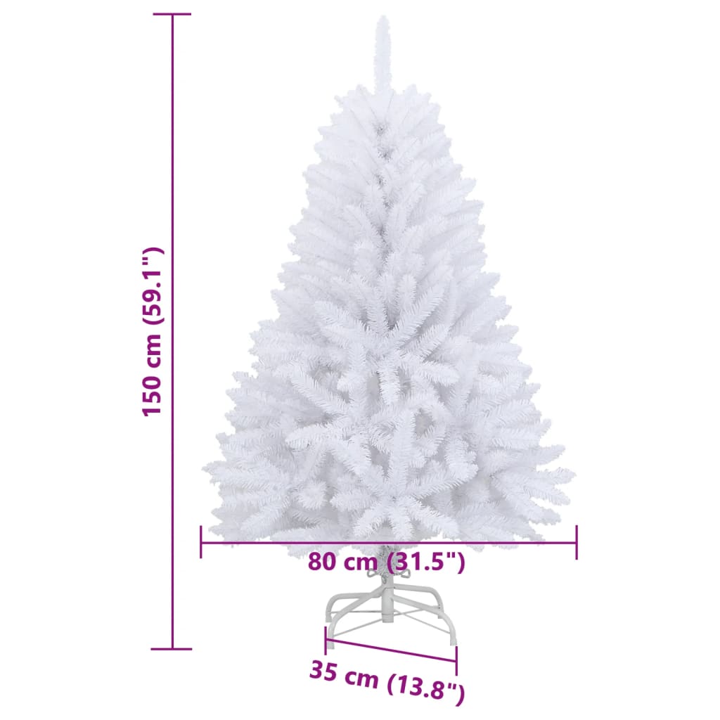 vidaXL Artificial Hinged Christmas Tree with Stand White 150 cm