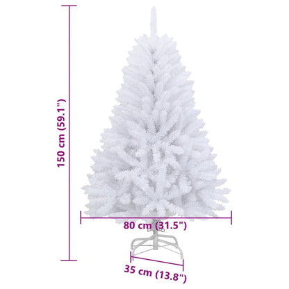 vidaXL Artificial Hinged Christmas Tree with Stand White 150 cm