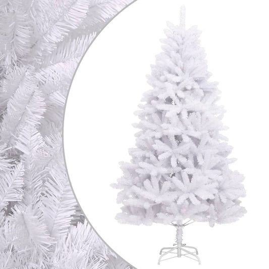 vidaXL Artificial Hinged Christmas Tree | White | PVC, Metal | Large
