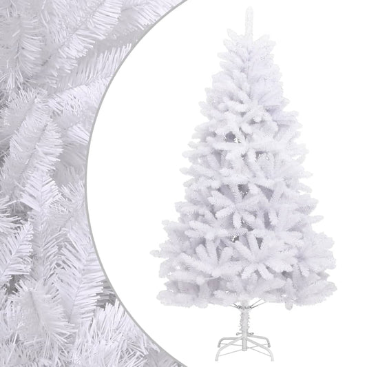 vidaXL Artificial Hinged Christmas Tree | White | PVC, metal | Tall | Foldable