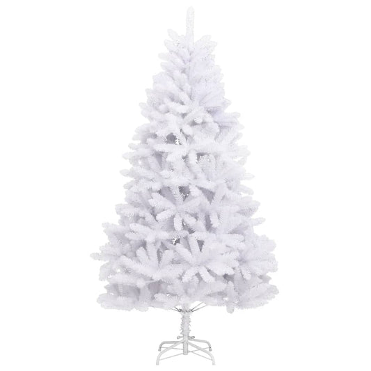 vidaXL Artificial Hinged Christmas Tree | White | PVC, metal | Tall | Foldable