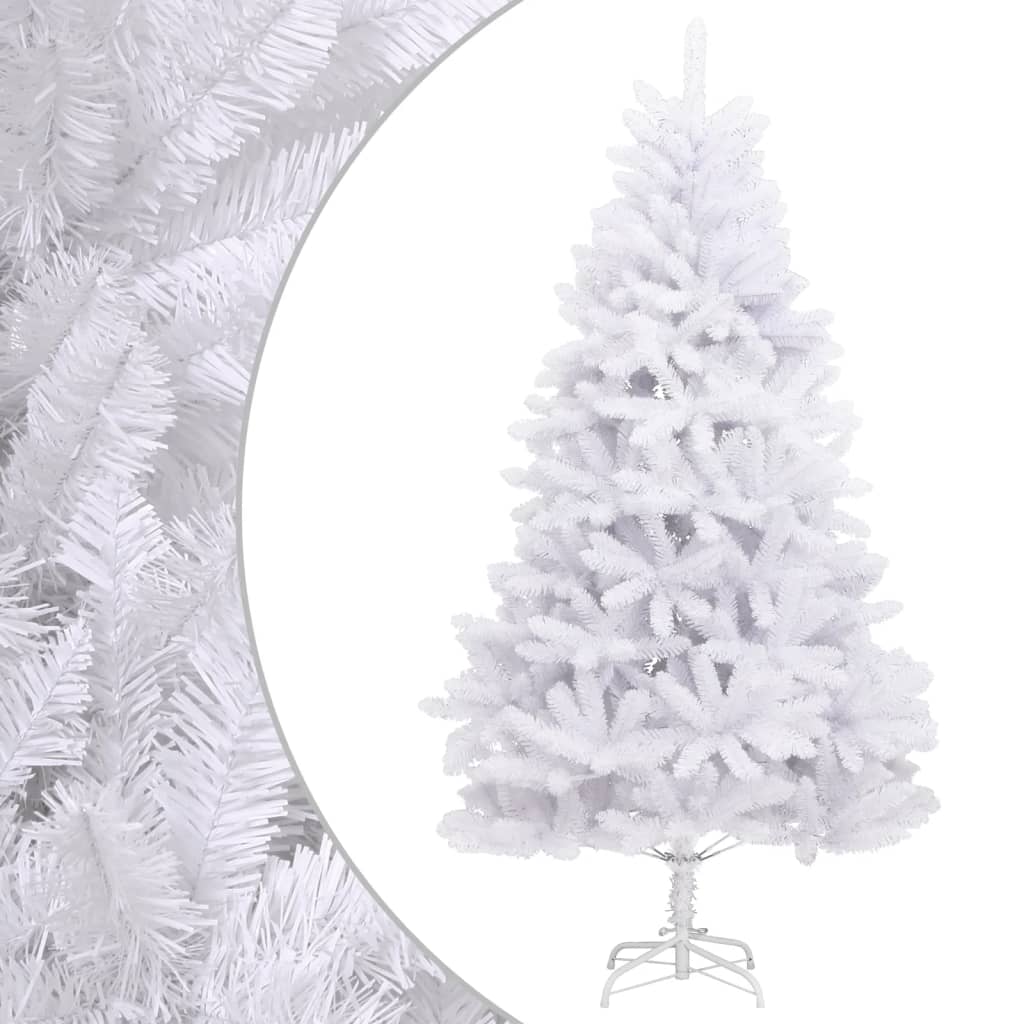 vidaXL Artificial Hinged Christmas Tree with Stand White 240 cm