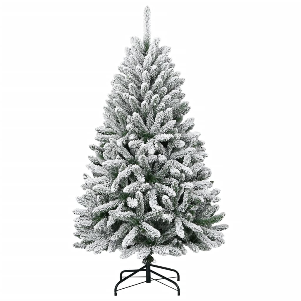 vidaXL Artificial Hinged Christmas Tree with Flocked Snow 150 cm