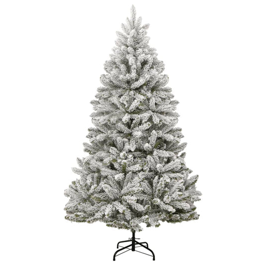 vidaXL Artificial Hinged Christmas Tree with Flocked Snow 180 cm
