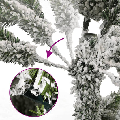 vidaXL Artificial Hinged Christmas Tree with Flocked Snow 210 cm