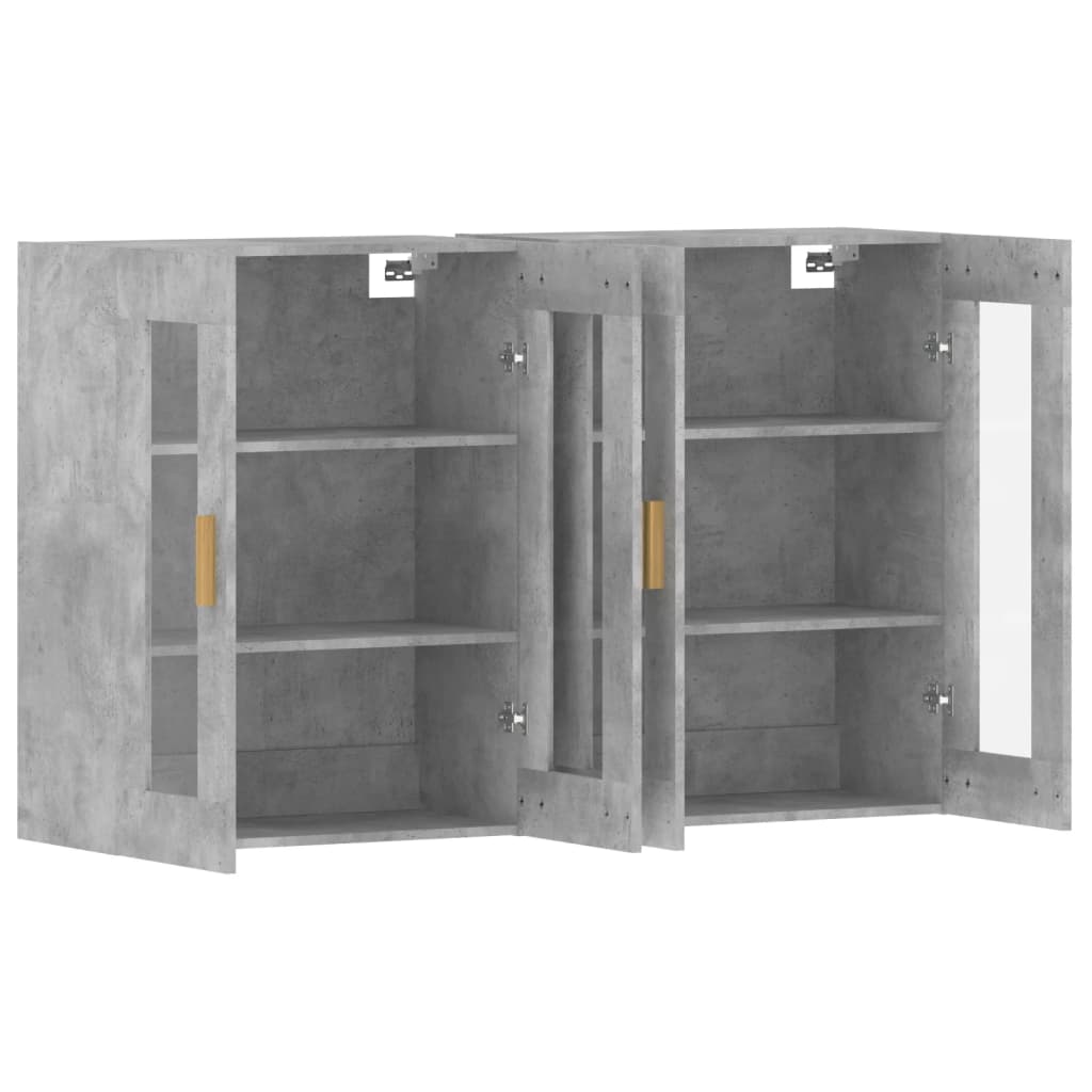 vidaXL Wall Mounted Cabinets 2 pcs Concrete Grey Engineered Wood