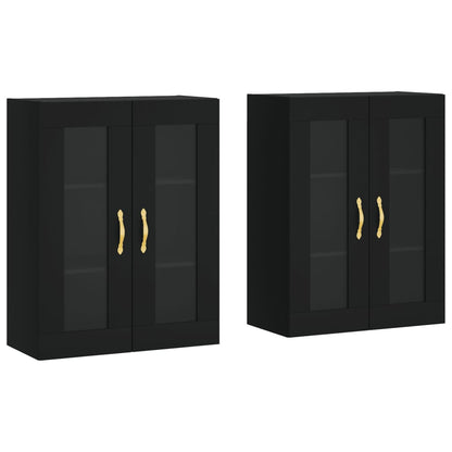 vidaXL Wall Mounted Cabinets 2 pcs Black Engineered Wood