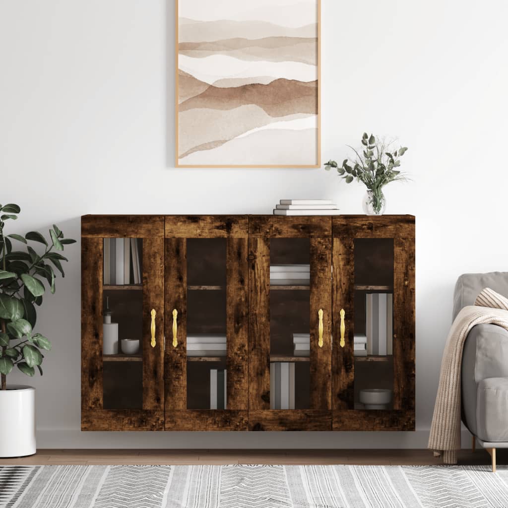 vidaXL Wall Mounted Cabinets 2 pcs Smoked Oak Engineered Wood