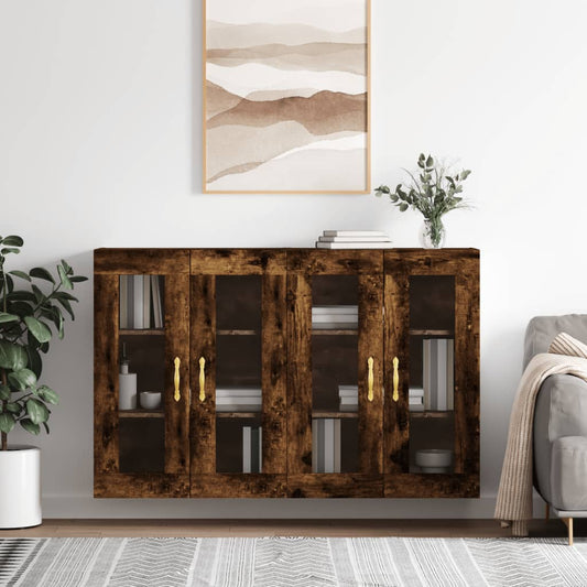 vidaXL Wall Mounted Cabinets 2 pcs Smoked Oak Engineered Wood