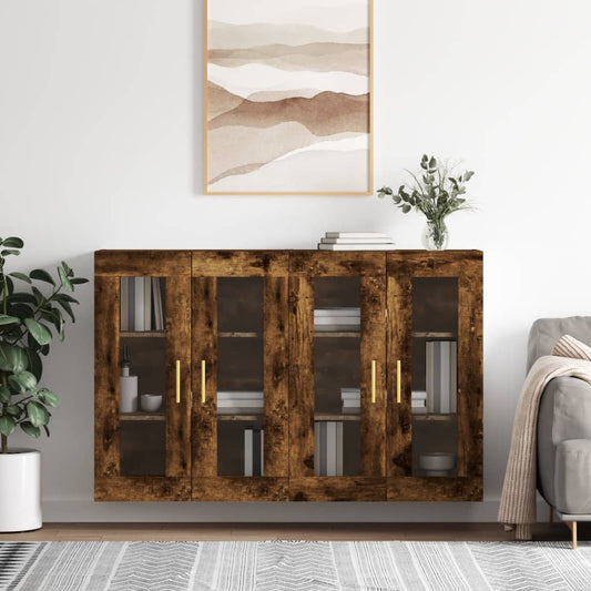 vidaXL Wall Mounted Cabinets 2 pcs Smoked Oak Engineered Wood