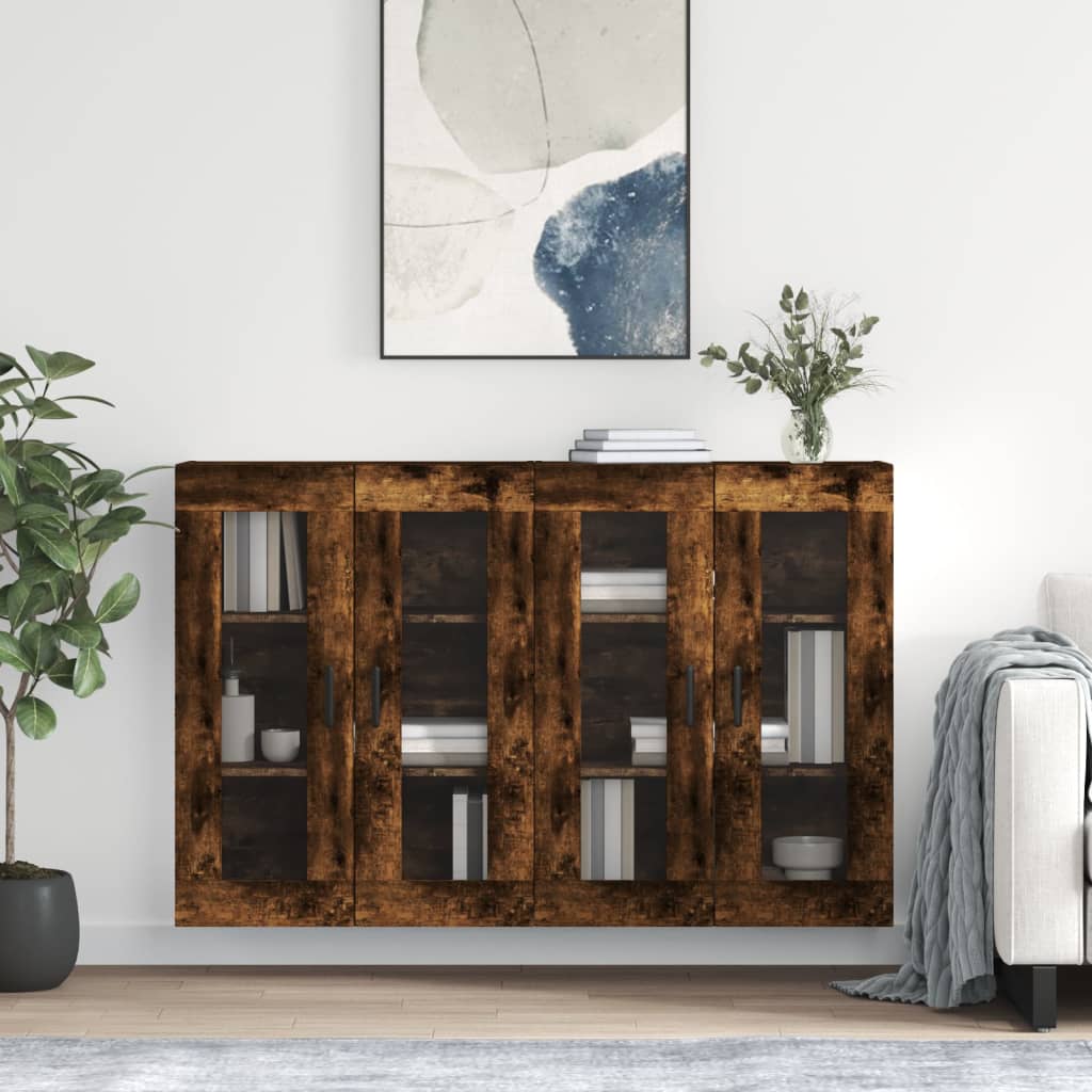vidaXL Wall Mounted Cabinets 2 pcs Smoked Oak Engineered Wood