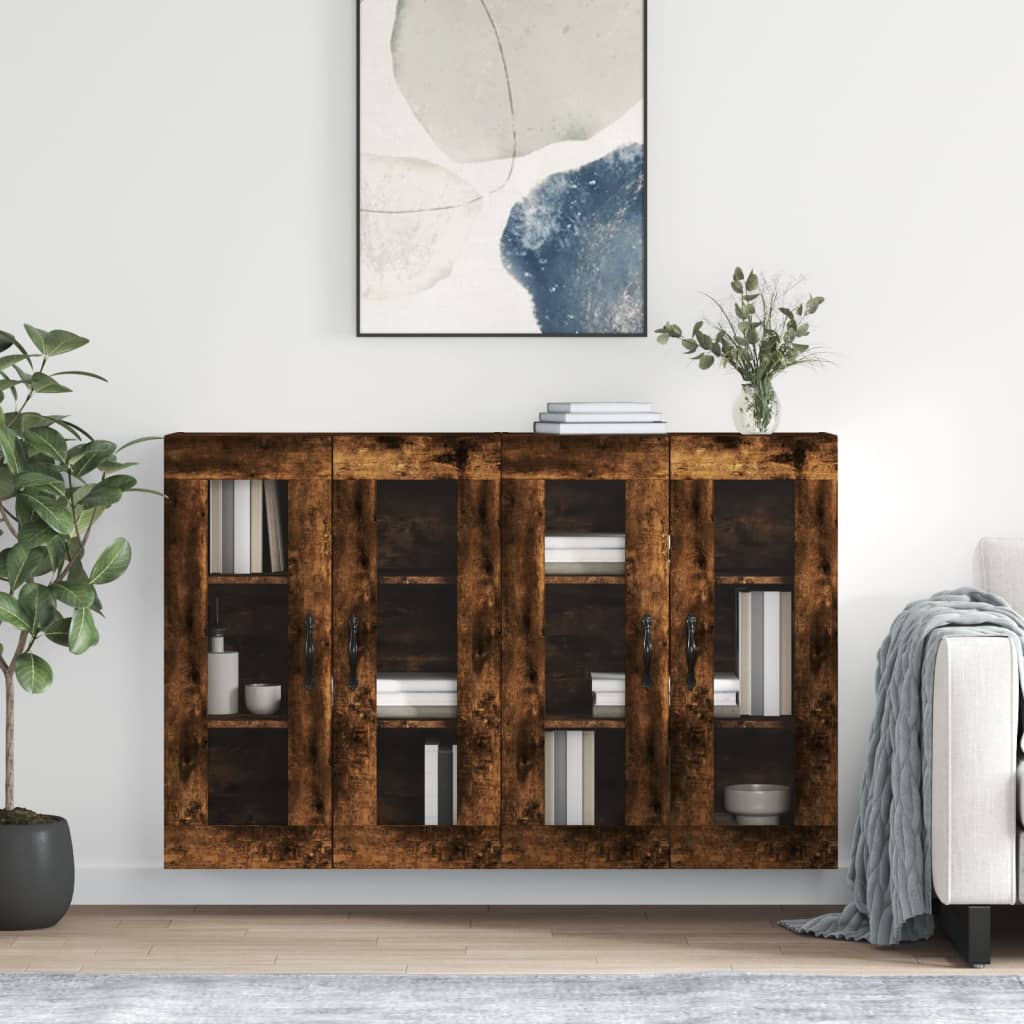 vidaXL Wall Mounted Cabinets 2 pcs Smoked Oak Engineered Wood