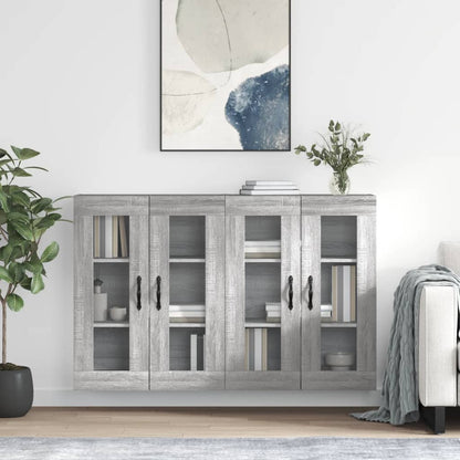 vidaXL Wall Mounted Cabinets 2 pcs Grey Sonoma Engineered Wood