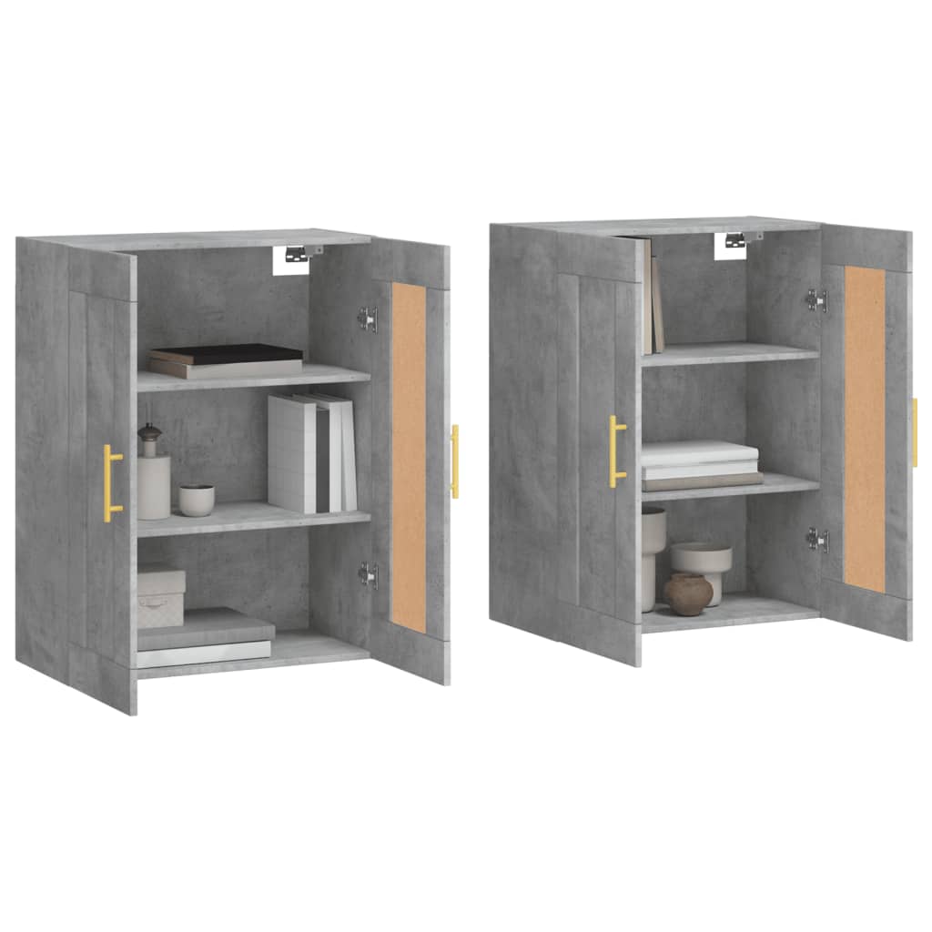 vidaXL Wall Mounted Cabinets 2 pcs Concrete Grey Engineered Wood