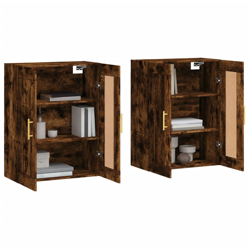 vidaXL Wall Mounted Cabinets 2 pcs Smoked Oak Engineered Wood