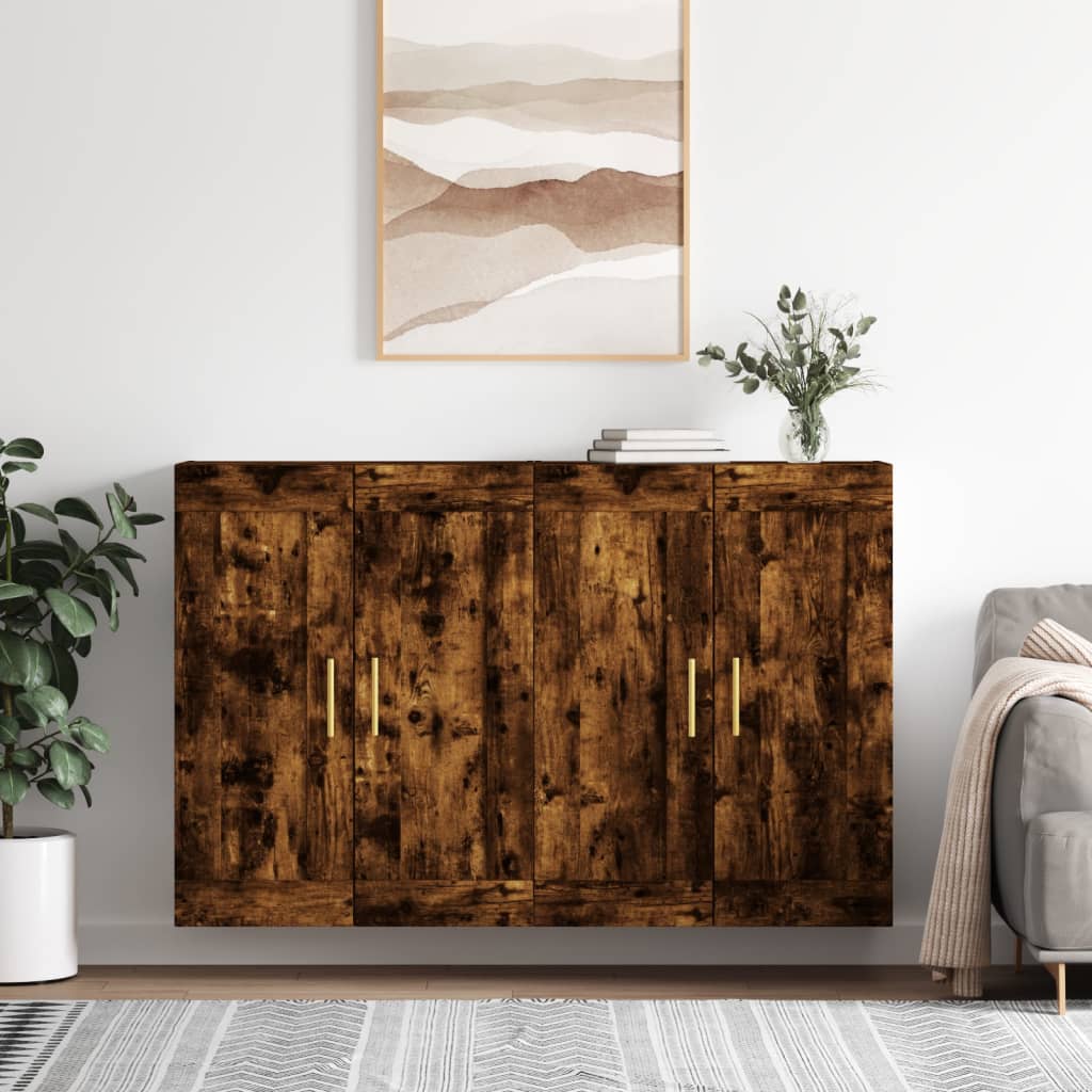 vidaXL Wall Mounted Cabinets 2 pcs Smoked Oak Engineered Wood