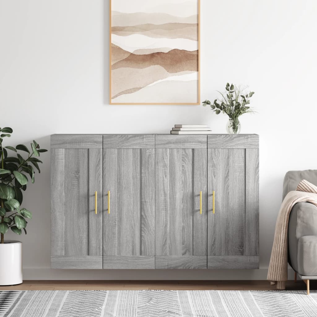 vidaXL Wall Mounted Cabinets 2 pcs Grey Sonoma Engineered Wood