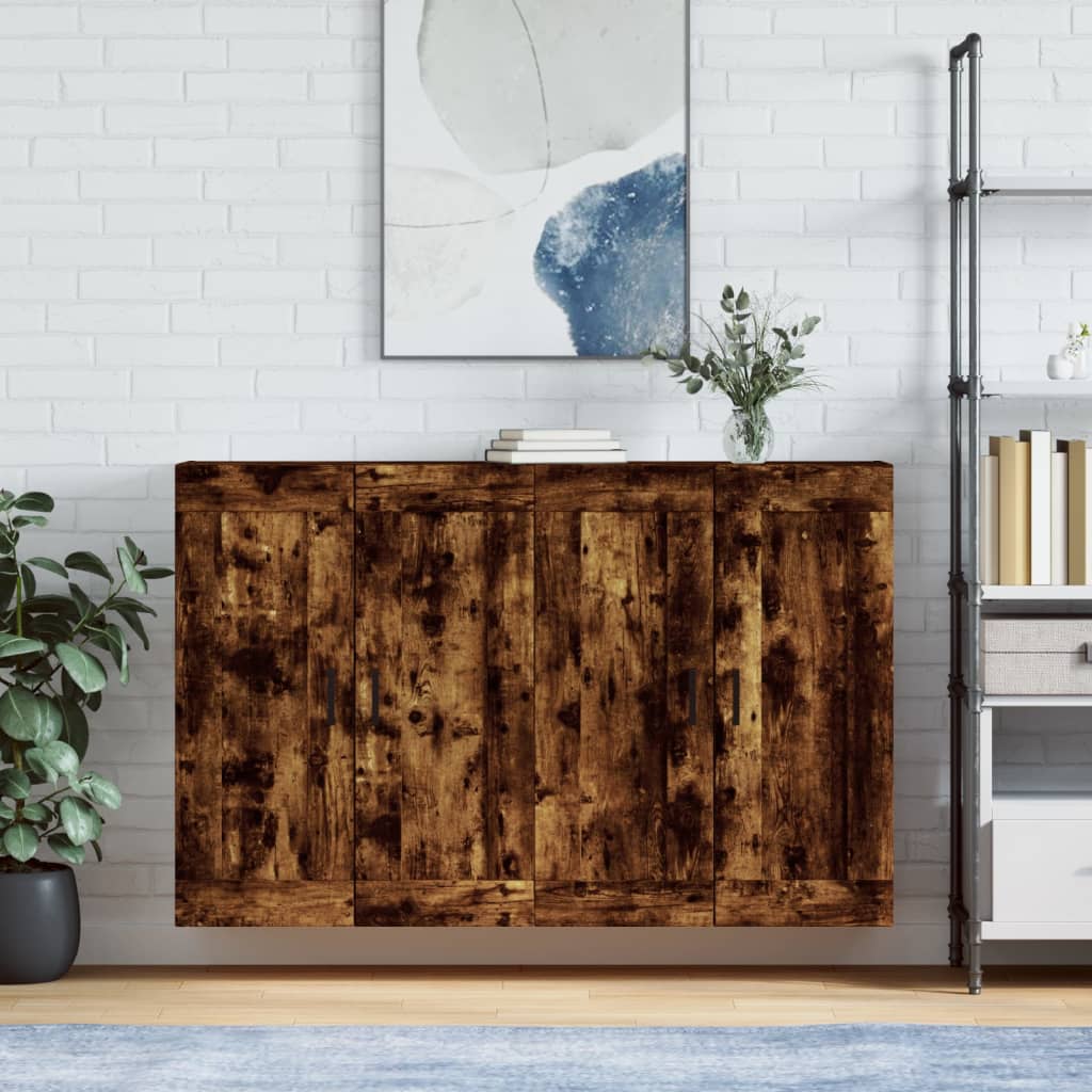 vidaXL Wall Mounted Cabinets 2 pcs Smoked Oak Engineered Wood