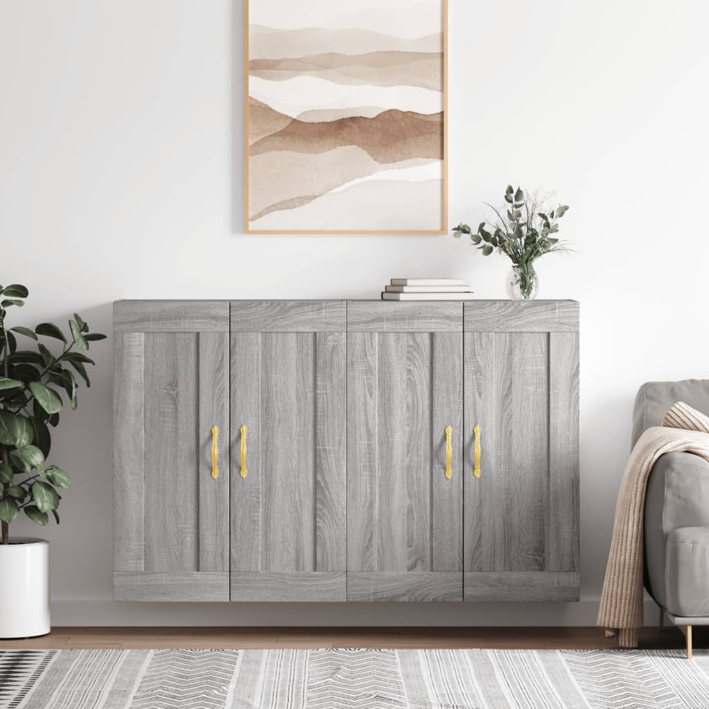 vidaXL Wall Mounted Cabinets 2 pcs Grey Sonoma Engineered Wood