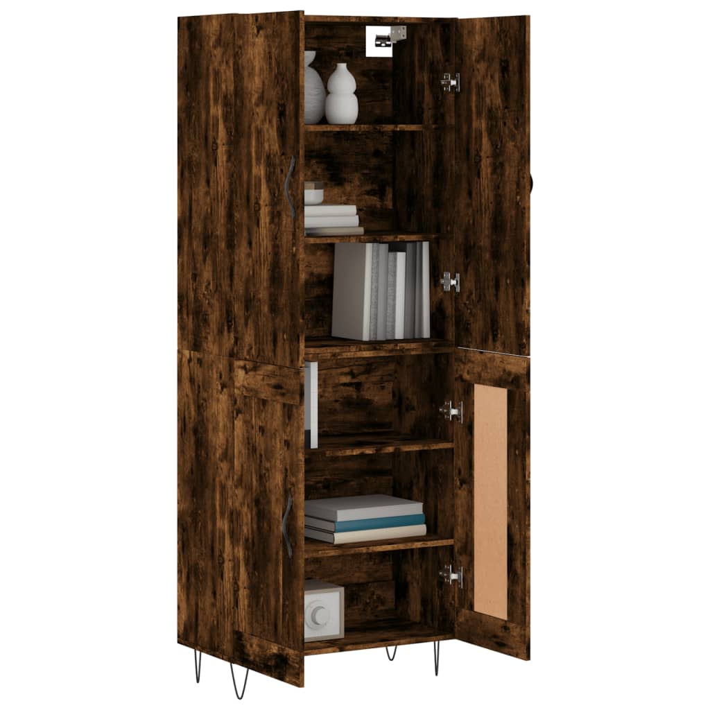 vidaXL Highboard Smoked Oak 69.5x34x180 cm Engineered Wood