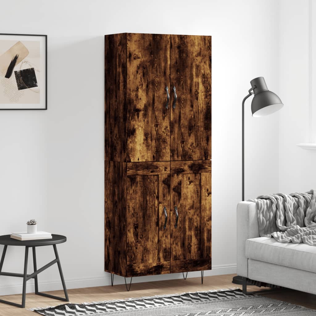 vidaXL Highboard Smoked Oak 69.5x34x180 cm Engineered Wood