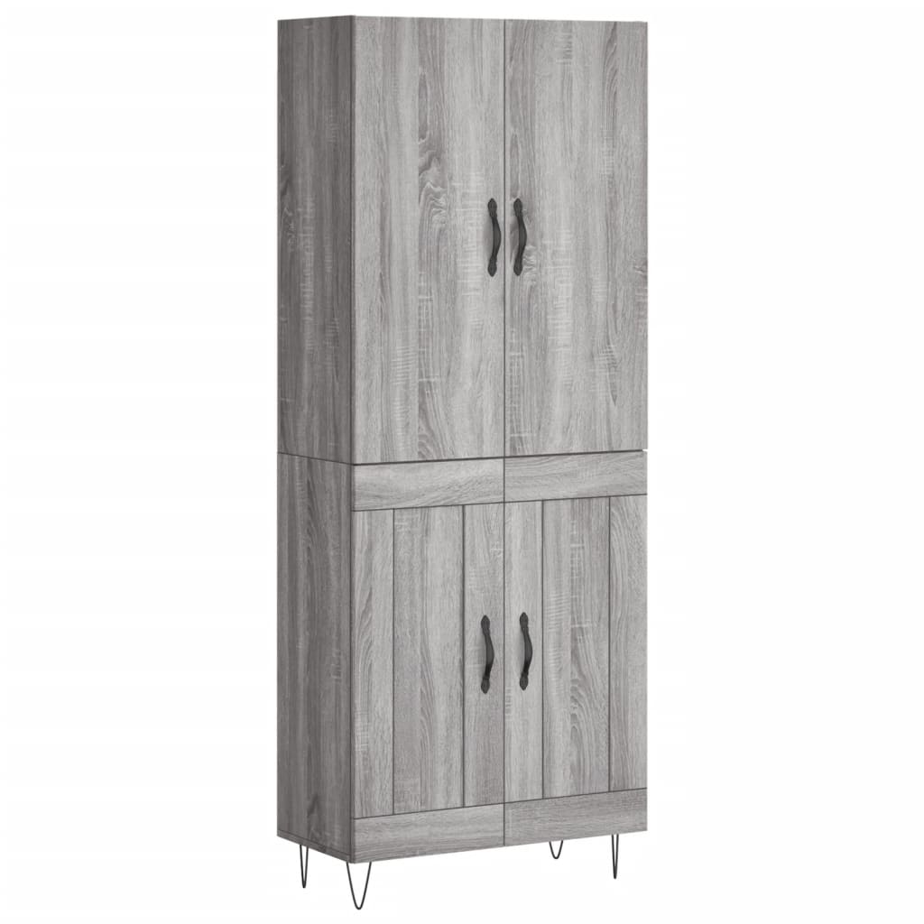 vidaXL Highboard Grey Sonoma 69,5x34x180 cm Engineered Wood