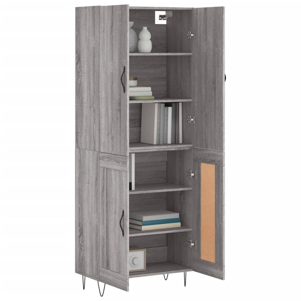vidaXL Highboard Grey Sonoma 69,5x34x180 cm Engineered Wood