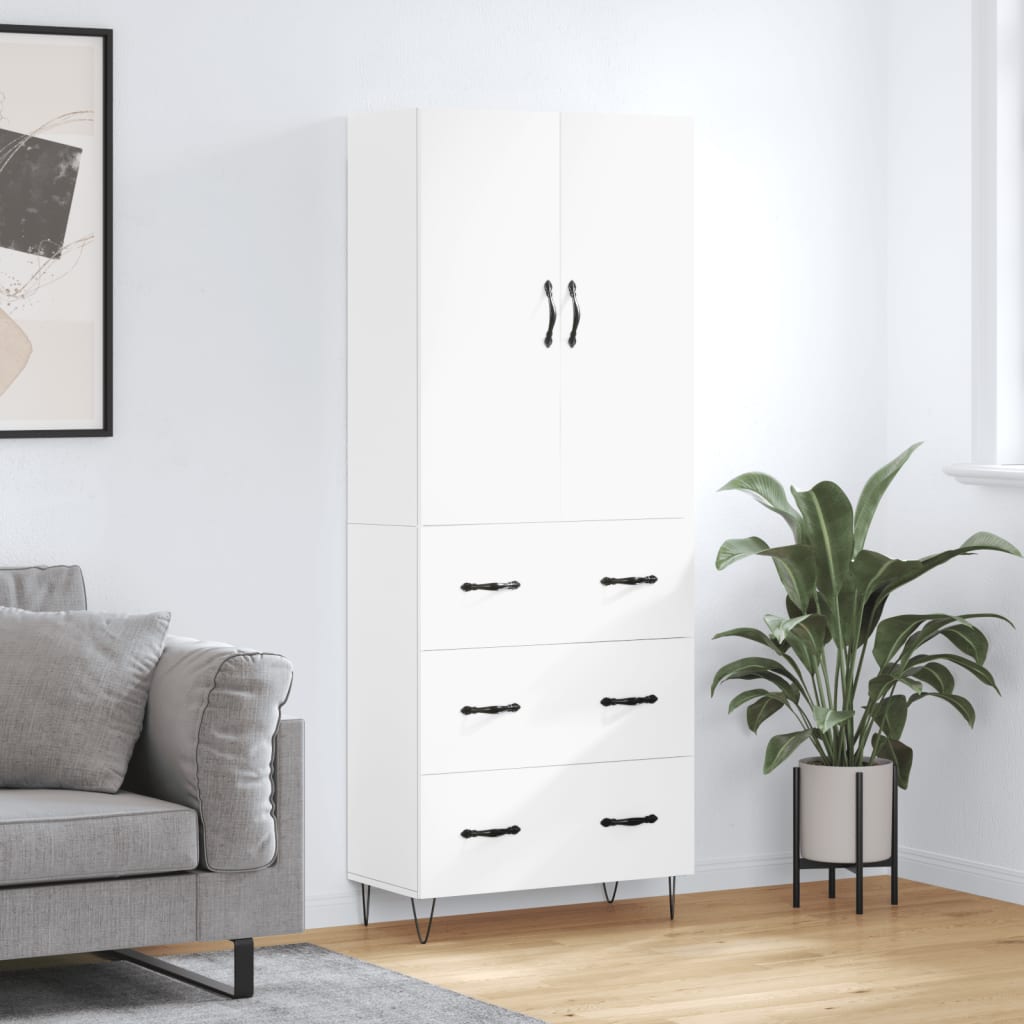 vidaXL Highboard White 69,5x34x180 cm Engineered Wood