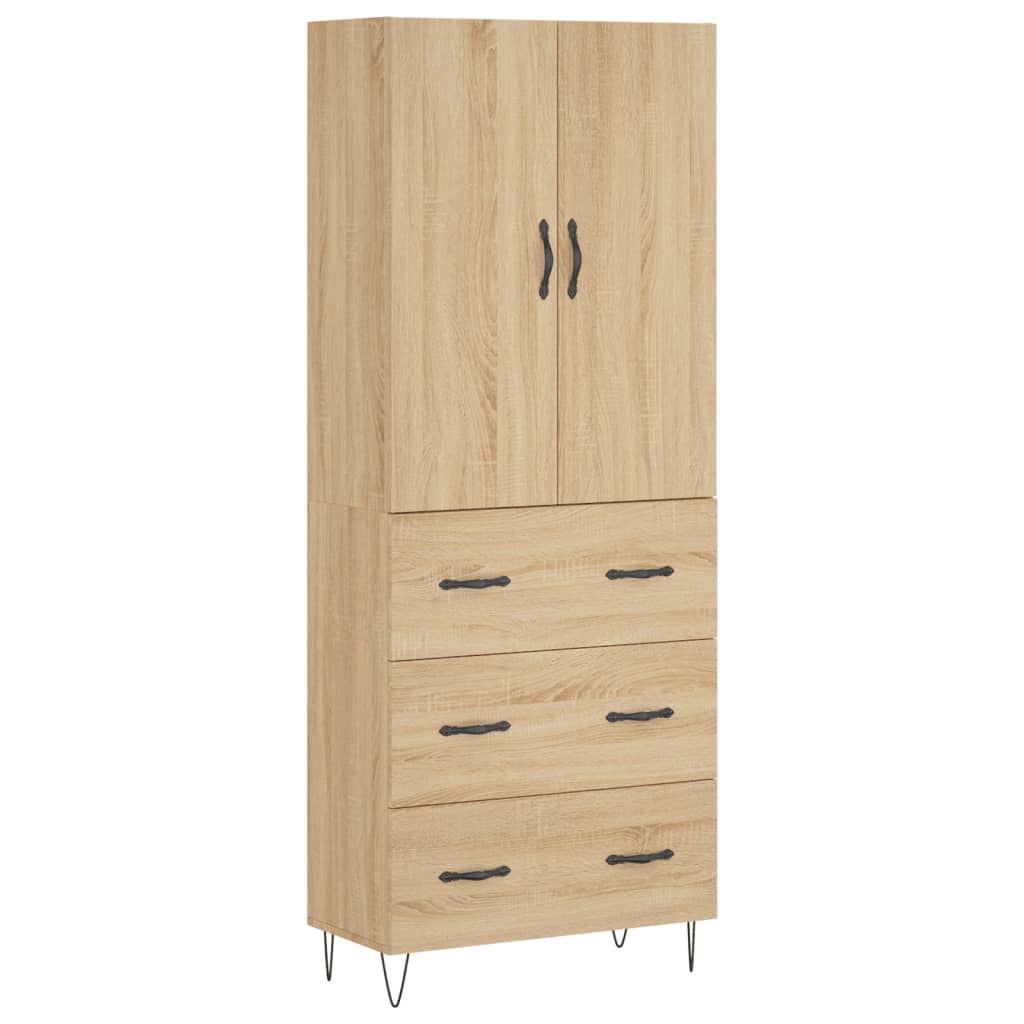 vidaXL Highboard Sonoma Oak 69.5x34x180 cm Engineered Wood