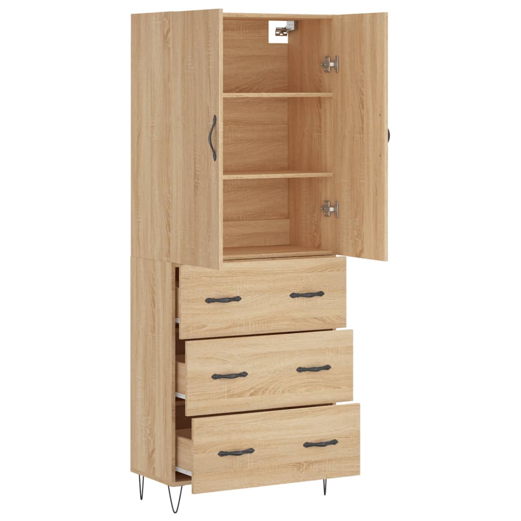 vidaXL Highboard Sonoma Oak 69,5x34x180 cm Engineered Wood