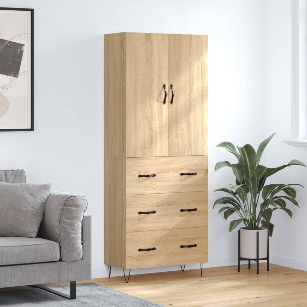 vidaXL Highboard Sonoma Oak 69,5x34x180 cm Engineered Wood