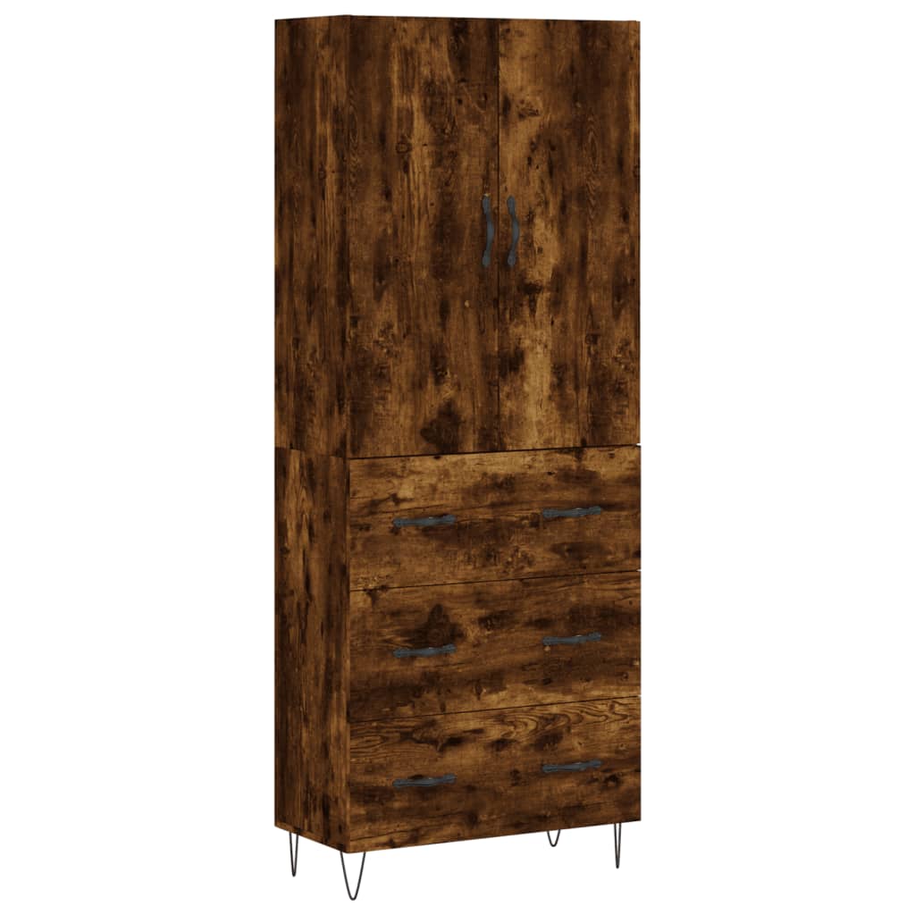 vidaXL Highboard Smoked Oak 69,5x34x180 cm Engineered Wood
